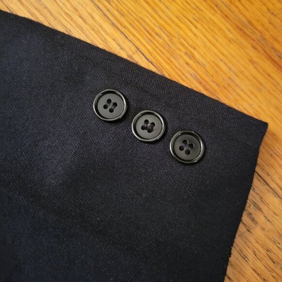 Benetton Wool Blazer Jacket 46 Italy Black Preppy Twee Academia Business - Picture 6 of 7